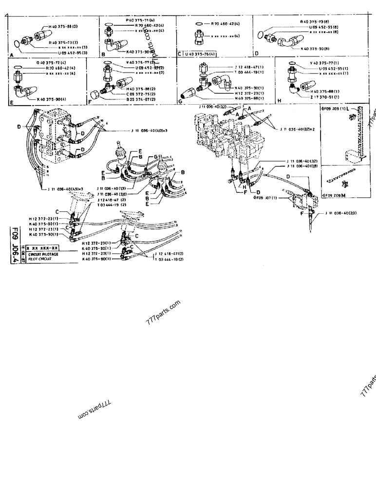 Part diagram PILOT CIRCUIT - CRAWLER EXCAVATORS Case 170B (CASE CRAWLER EXCAVATOR (S/N 1501-) (S/N 12501-) (EUROPE) (2/87-12/89)) | 777parts.com