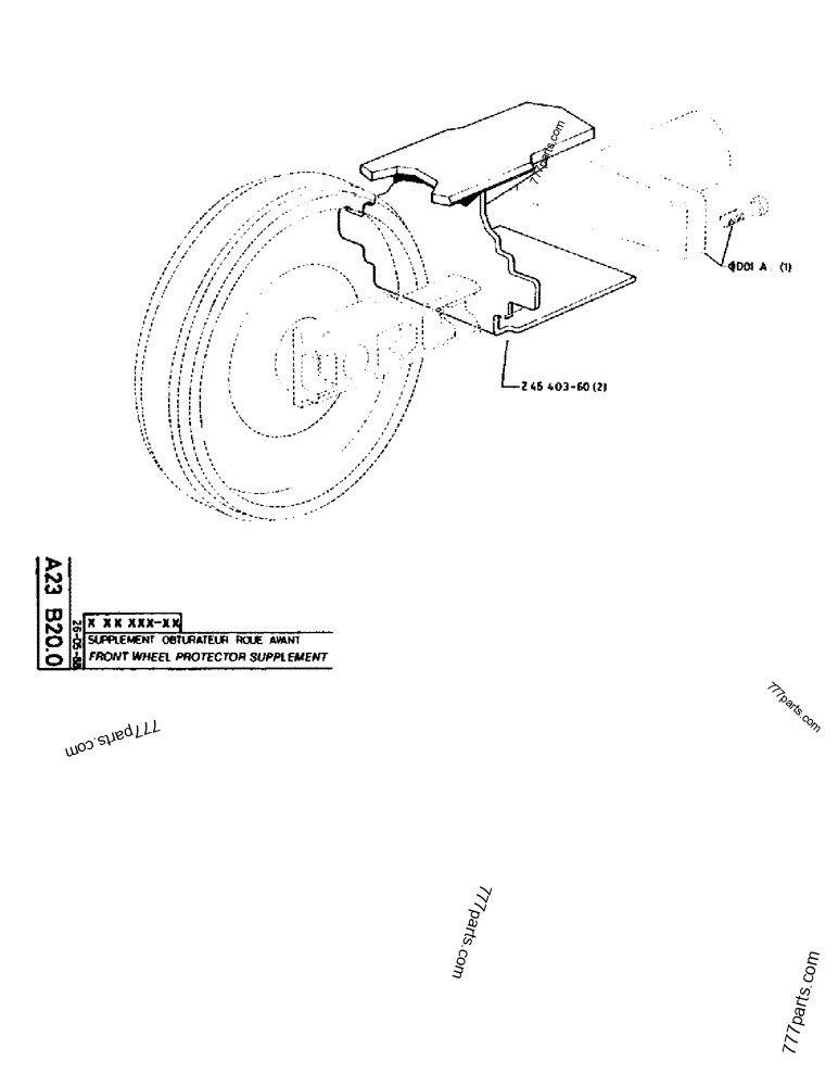 Part diagram FRONT WHEEL PROTECTOR SUPPLEMENT - CRAWLER EXCAVATORS Case 170B (CASE CRAWLER EXCAVATOR (S/N 1501-) (S/N 12501-) (EUROPE) (2/87-12/89)) | 777parts.com