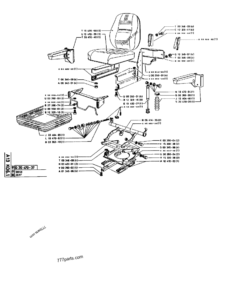 Part diagram SEAT - CRAWLER EXCAVATORS Case 170B (CASE CRAWLER EXCAVATOR (S/N 1501-) (S/N 12501-) (EUROPE) (2/87-12/89)) | 777parts.com