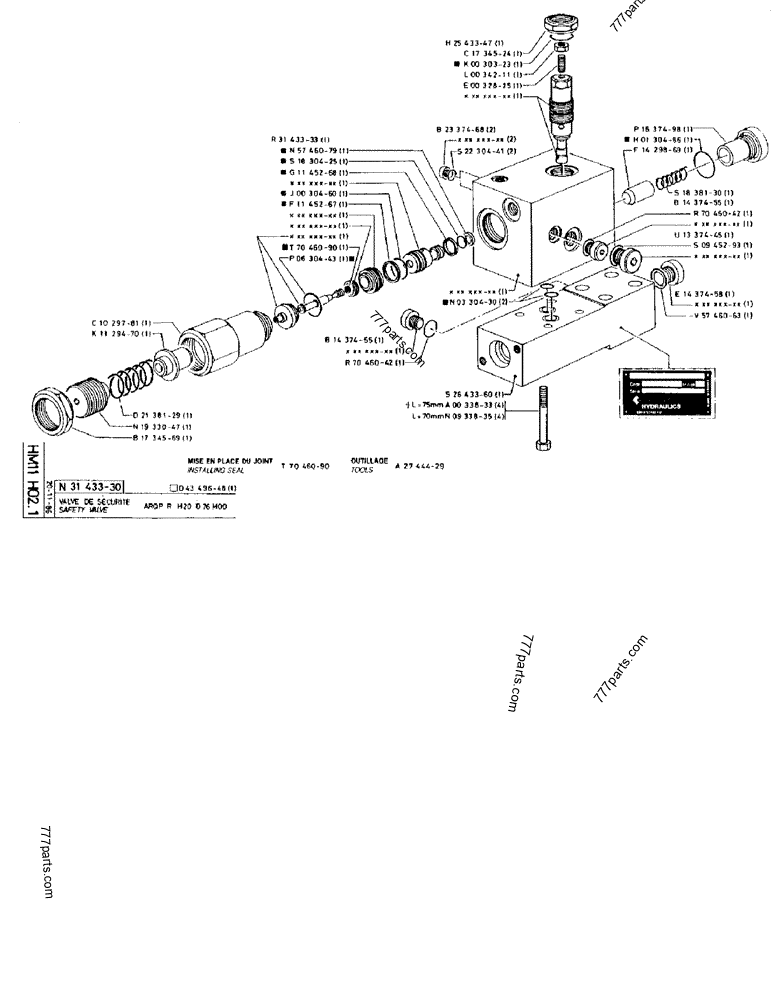 Part diagram SAFETY VALVE ARQP R H20 D 76 MOD - CRAWLER EXCAVATORS Case 170FG (POCLAIN EXCAVATOR W/ELECTRIC MOTOR (75KW 380V) (1/85-12/92)) | 777parts.com