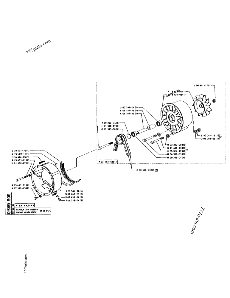 Part diagram ENGINE VENTILATION BF 6L 913C - CRAWLER EXCAVATORS Case 170 (POCLAIN CRAWLER EXCAVATOR (S/N 12341 TO 12492) (5/85-12/92)) | 777parts.com
