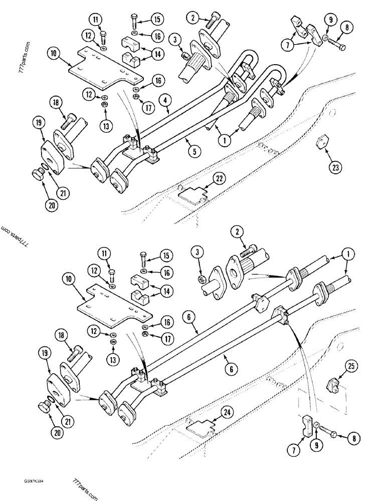 Part diagram HYDRAULIC CIRCUIT FOR OPTIONS, TUBES AT ARM - CRAWLER EXCAVATORS Case 170C (CASE CRAWLER EXCAVATOR (1/90-12/91)) | 777parts.com