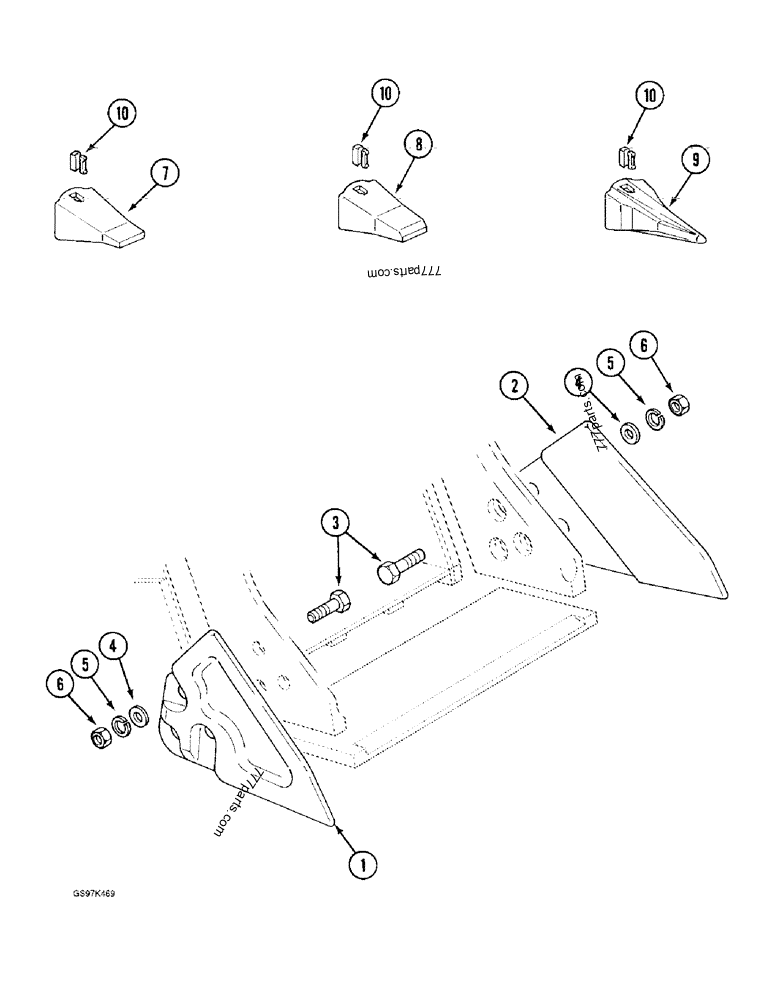 Part diagram BACKHOE BUCKET CUTTER OPTIONS, WITH ONE-PIECE TOOTH RETAINING CONFIGURATION - CRAWLER EXCAVATORS Case 170C (CASE CRAWLER EXCAVATOR (1/90-12/91)) | 777parts.com