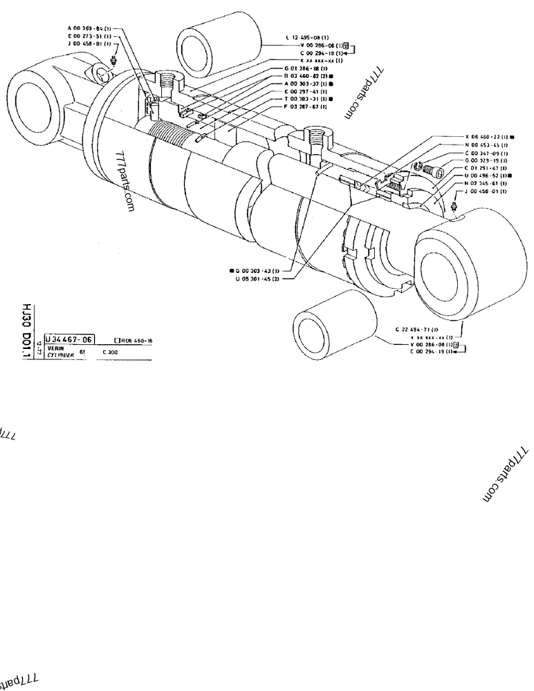 Part diagram CYLINDER 65 X 95 C300 - CRAWLER EXCAVATORS Case 170F (POCLAIN EXCAVATOR W/ELECTRIC MOTOR (132KW 380V) (1/85-12/92)) | 777parts.com