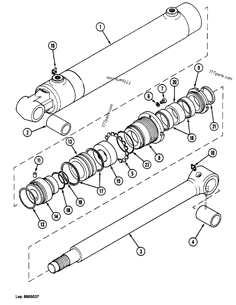 Part diagram WOOD GRAB CYLINDER - CRAWLER DOZERS Case 1088F (CASE EXCAVATOR - ON FIXED BASE - ELECTRIC MOTOR (55KW 380V) (1/88-12/94)) | 777parts.com