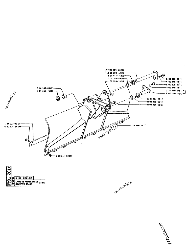 Part diagram BACKFILL BLADE - CRAWLER EXCAVATORS Case 160CL (POCLAIN CRAWLER EXCAVATOR (S/N 8321 & AFTER) (5/76-12/82)) | 777parts.com