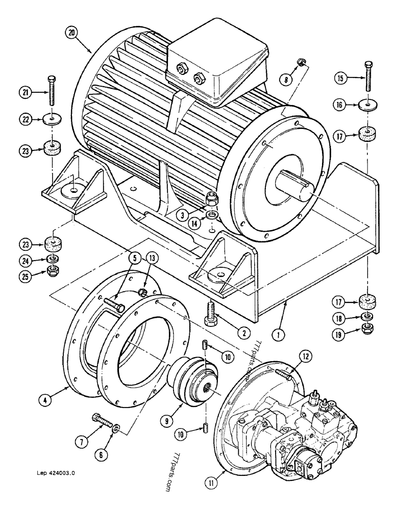 Part diagram ENGINE MOUNTING - CRAWLER DOZERS Case 1088FG (CASE ELECTRIC EXCAVATOR - PORTUGAL (90KW 380V) (1/88-12/94)) | 777parts.com