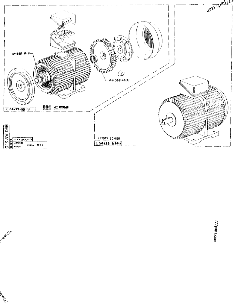 Part diagram MOTOR 75KW 380 V - CRAWLER EXCAVATORS Case 170FG (POCLAIN EXCAVATOR W/ELECTRIC MOTOR (75KW 380V) (1/85-12/92)) | 777parts.com