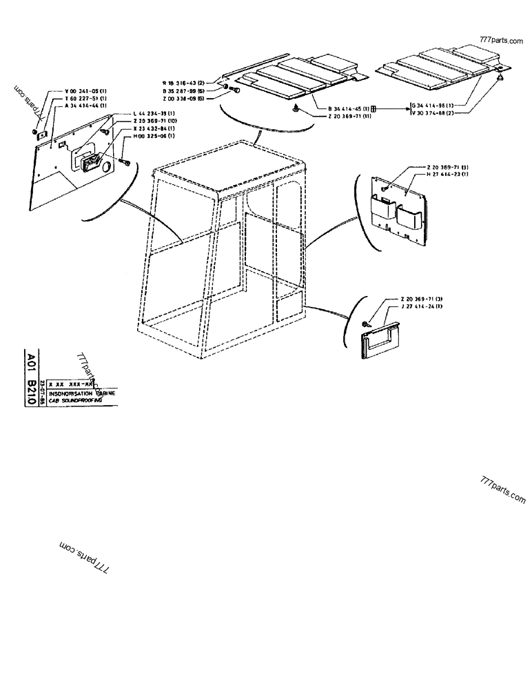 Part diagram CAB SOUNDPROOFING - CRAWLER EXCAVATORS Case 170B (CASE CRAWLER EXCAVATOR (S/N 1501-) (S/N 12501-) (EUROPE) (2/87-12/89)) | 777parts.com