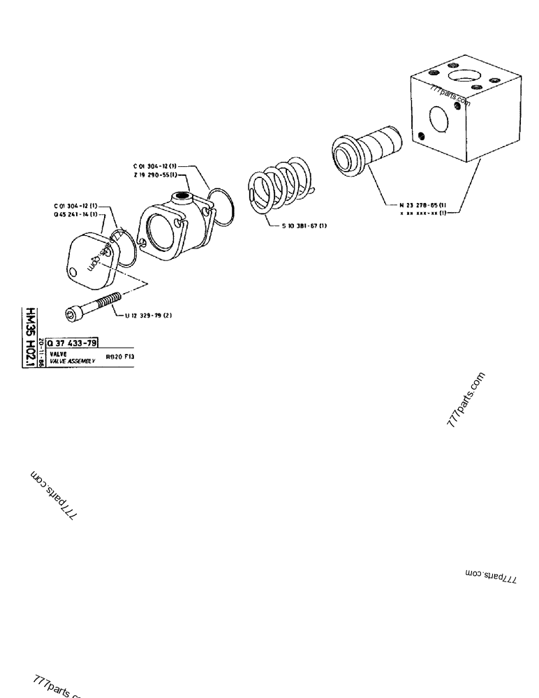 Part diagram VALVE ASSEMBLY RB20 F13 - CRAWLER EXCAVATORS Case 170B (CASE CRAWLER EXCAVATOR (S/N 1501-) (S/N 12501-) (EUROPE) (2/87-12/89)) | 777parts.com