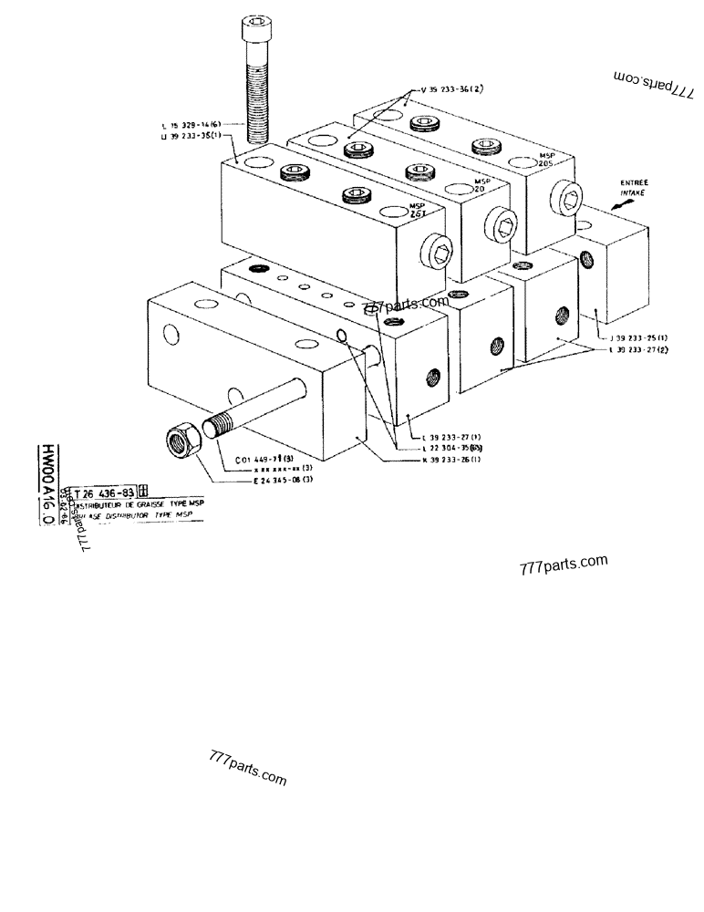 Part diagram GREASE DISTRIBUTOR TYPE MSP - CRAWLER EXCAVATORS Case 170FG (POCLAIN EXCAVATOR W/ELECTRIC MOTOR (75KW 380V) (1/85-12/92)) | 777parts.com