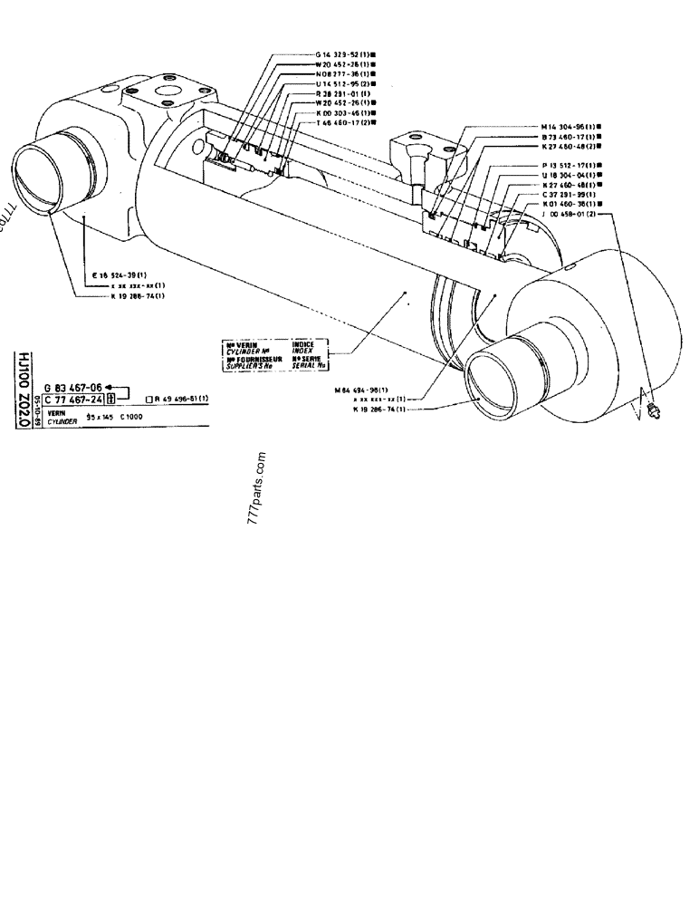 Part diagram CYLINDER 95 X 145 C 1000 - CRAWLER EXCAVATORS Case 170B (CASE CRAWLER EXCAVATOR (S/N 1501-) (S/N 12501-) (EUROPE) (2/87-12/89)) | 777parts.com