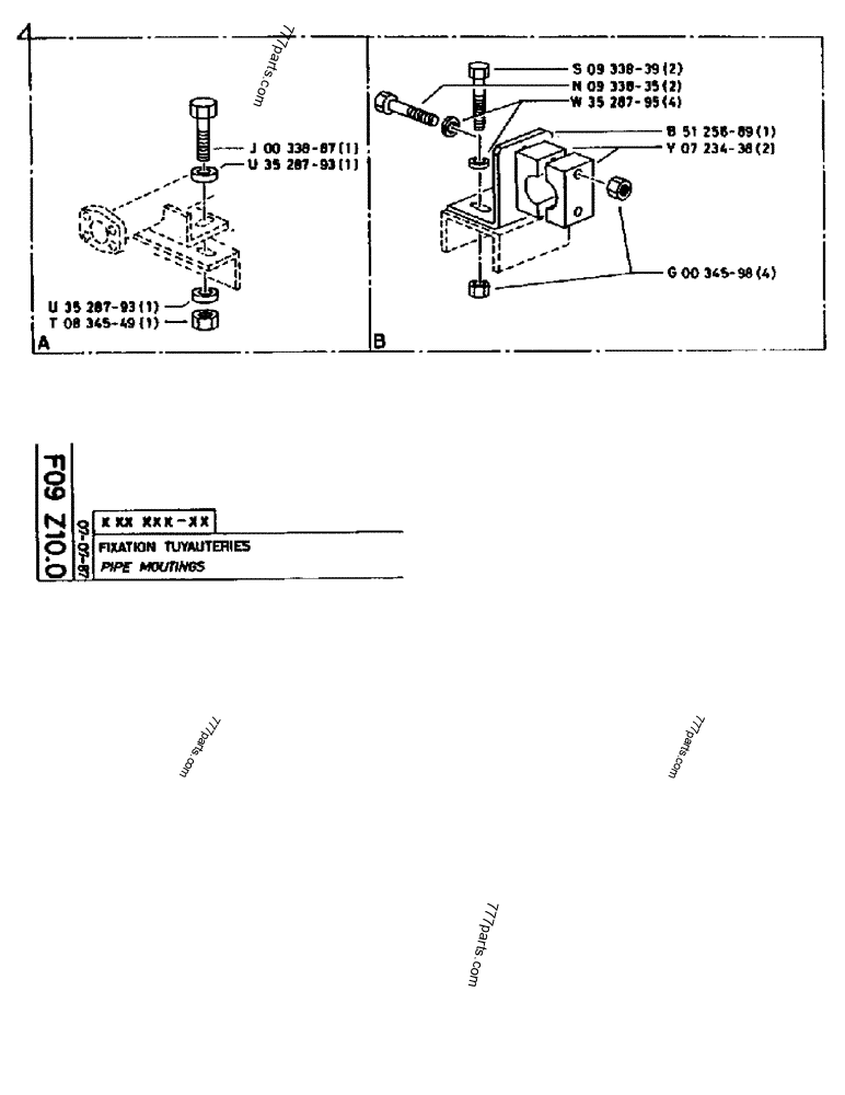 Part diagram PIPE MOUTINGS - CRAWLER EXCAVATORS Case 170B (CASE CRAWLER EXCAVATOR (S/N 1501-) (S/N 12501-) (EUROPE) (2/87-12/89)) | 777parts.com