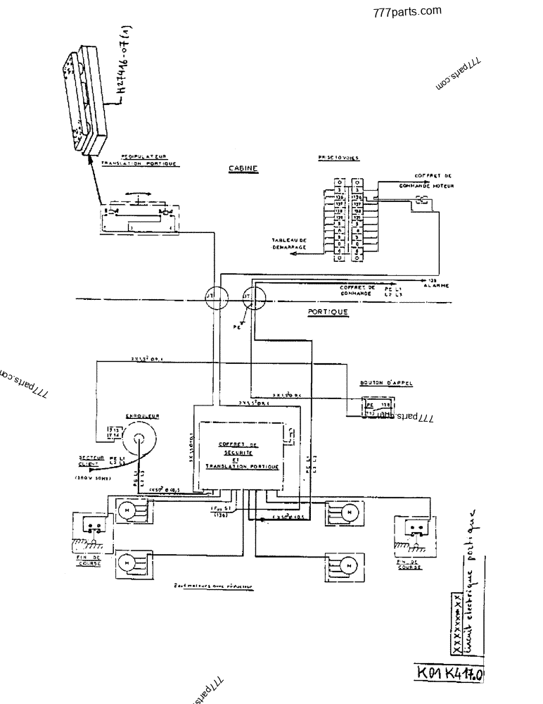 Part diagram PORTAL CRANE ELECTRIC CIRCUIT - CRAWLER EXCAVATORS Case 170F (POCLAIN EXCAVATOR W/ELECTRIC MOTOR (132KW 380V) (1/85-12/92)) | 777parts.com