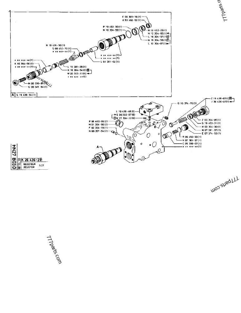 Part diagram SELECTOR S 27 - CRAWLER EXCAVATORS Case 170B (CASE CRAWLER EXCAVATOR (S/N 1501-) (S/N 12501-) (EUROPE) (2/87-12/89)) | 777parts.com