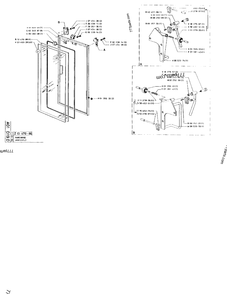 Part diagram WINDSHIELD - CRAWLER EXCAVATORS Case 170FG (POCLAIN EXCAVATOR W/ELECTRIC MOTOR (75KW 380V) (1/85-12/92)) | 777parts.com