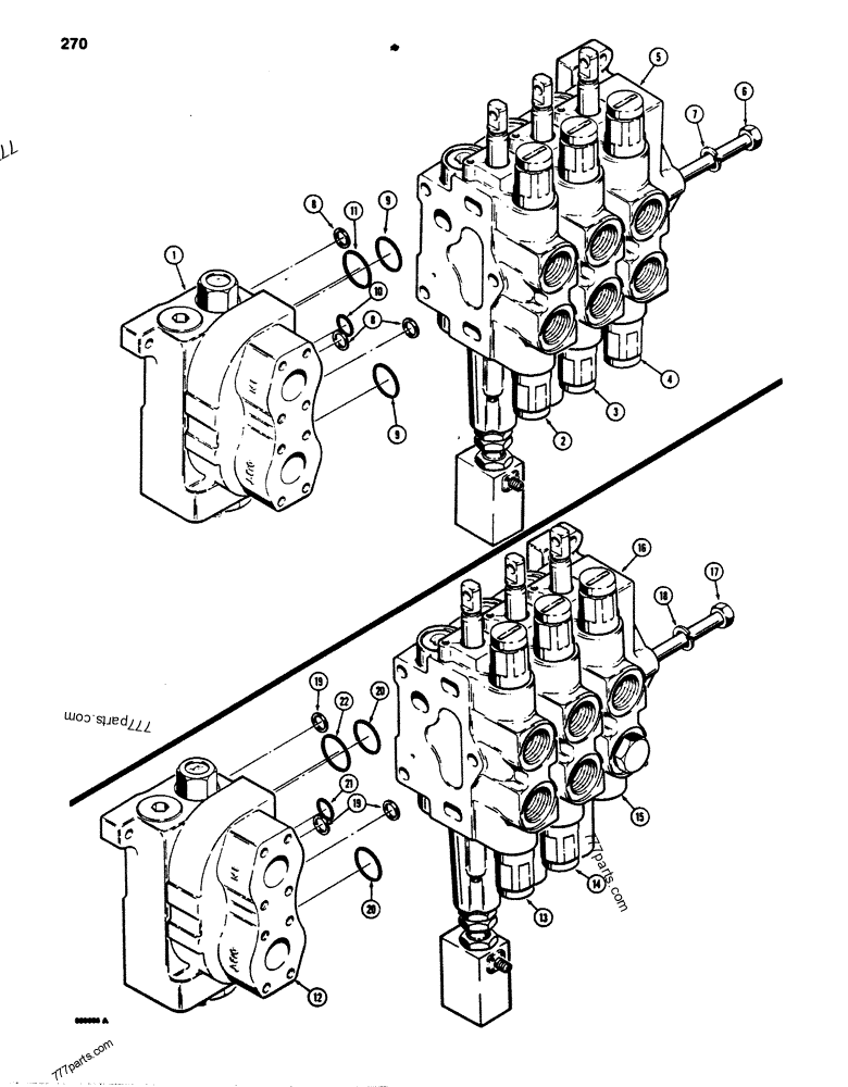 R40889 THREE SPOOL CONTROL VALVE, LOADER WITH RIPPER OR CLAM BUCKET ...