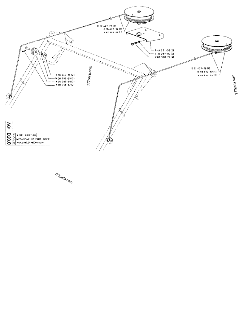 Part diagram WINDSHIELD MECHANISM - CRAWLER EXCAVATORS Case 170FG (POCLAIN EXCAVATOR W/ELECTRIC MOTOR (75KW 380V) (1/85-12/92)) | 777parts.com