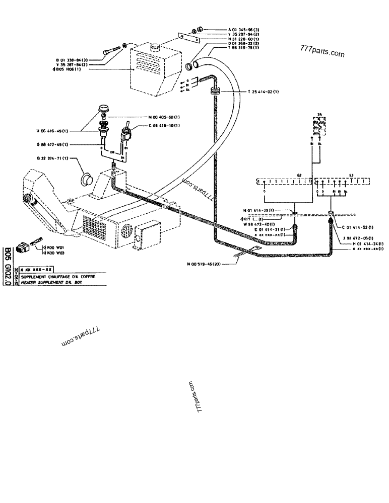 Part diagram HEATER SUPPLEMENT D1L BOX - CRAWLER EXCAVATORS Case 170B (CASE CRAWLER EXCAVATOR (S/N 1501-) (S/N 12501-) (EUROPE) (2/87-12/89)) | 777parts.com