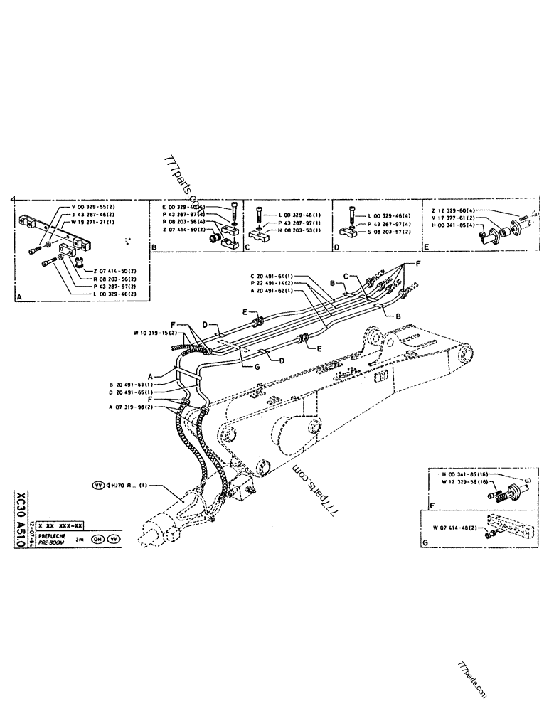 Part diagram PRE-BOOM - CRAWLER EXCAVATORS Case 160CL (POCLAIN CRAWLER EXCAVATOR (S/N 8321 & AFTER) (5/76-12/82)) | 777parts.com