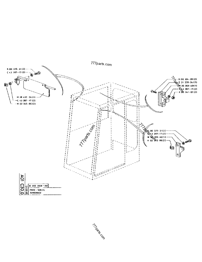Part diagram SUNSHADE - CRAWLER EXCAVATORS Case 170 (POCLAIN CRAWLER EXCAVATOR (S/N 12341 TO 12492) (5/85-12/92)) | 777parts.com