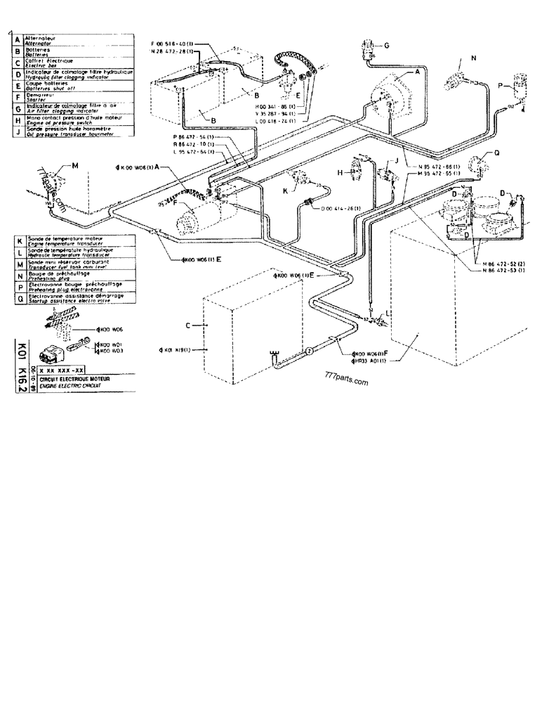 Part diagram ENGINE ELECTRIC CIRCUIT - CRAWLER EXCAVATORS Case 170B (CASE CRAWLER EXCAVATOR (S/N 1501-) (S/N 12501-) (EUROPE) (2/87-12/89)) | 777parts.com