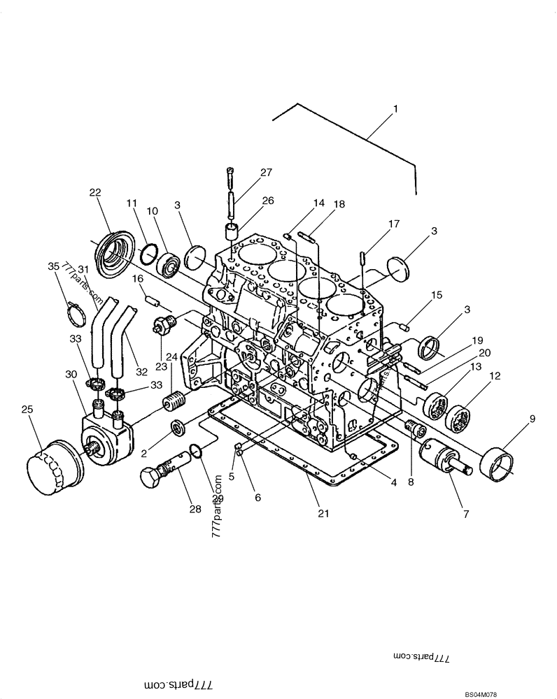Part diagram CYLINDER BLOCK - OIL FILTER - COMPACT TRACK LOADERS Case 420CT (COMPACT TRACK LOADER - BSN N7M455401 (2/06-12/07)) | 777parts.com