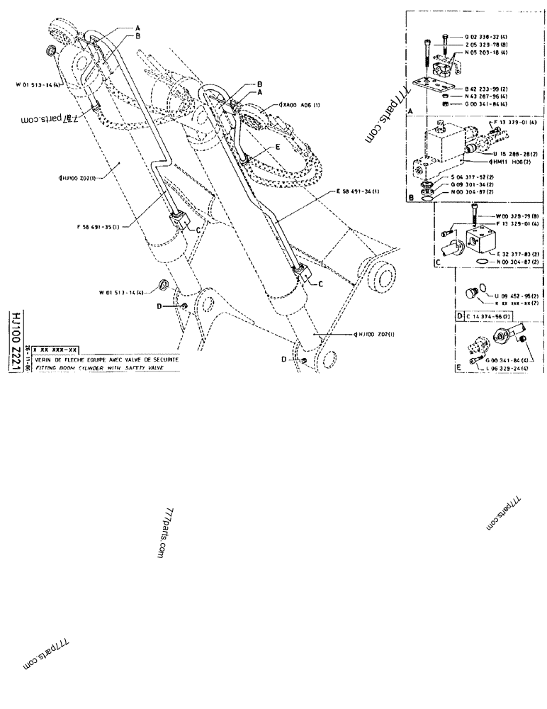 Part diagram FITTING BOOM CYLINDER WITH SAFETY VALVE - CRAWLER EXCAVATORS Case 170FG (POCLAIN EXCAVATOR W/ELECTRIC MOTOR (75KW 380V) (1/85-12/92)) | 777parts.com