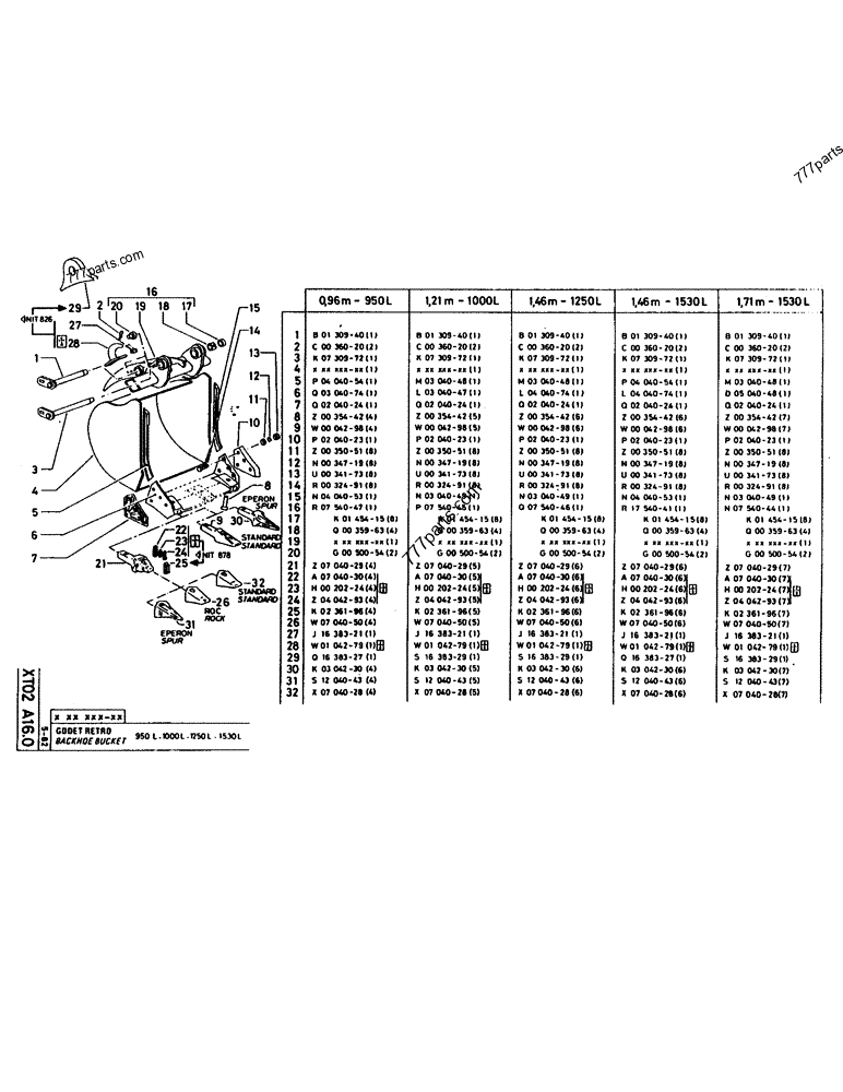 Part diagram BACKHOE BUCKET - CRAWLER EXCAVATORS Case 160CL (POCLAIN CRAWLER EXCAVATOR (S/N 8321 & AFTER) (5/76-12/82)) | 777parts.com