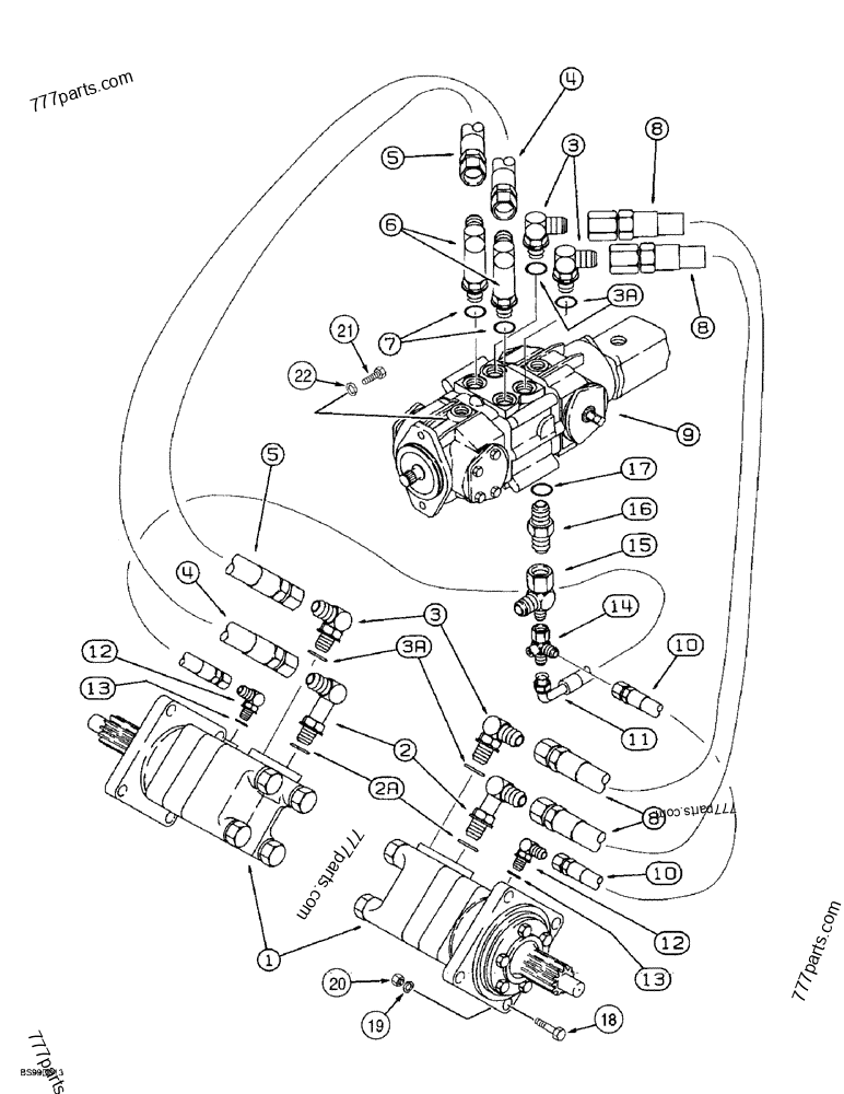 HYDROSTATIC DIRVE HYDRAULIC CIRCUIT TANDEM PUMP TO DRIVE MOTORS SKID