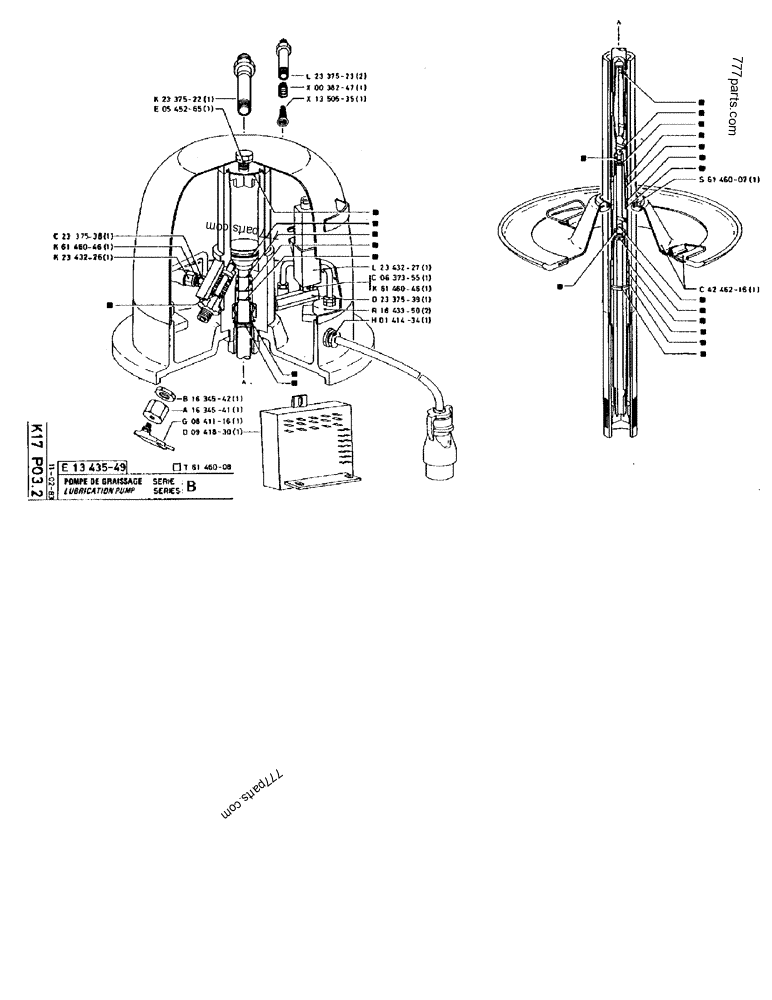 Part diagram LUBRICATION PUMP SERIES :B - CRAWLER EXCAVATORS Case 170FG (POCLAIN EXCAVATOR W/ELECTRIC MOTOR (75KW 380V) (1/85-12/92)) | 777parts.com