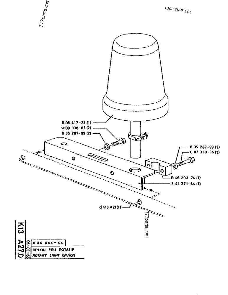 Part diagram ROTARY LIGHT OPTION - CRAWLER EXCAVATORS Case 170 (POCLAIN CRAWLER EXCAVATOR (S/N 12341 TO 12492) (5/85-12/92)) | 777parts.com
