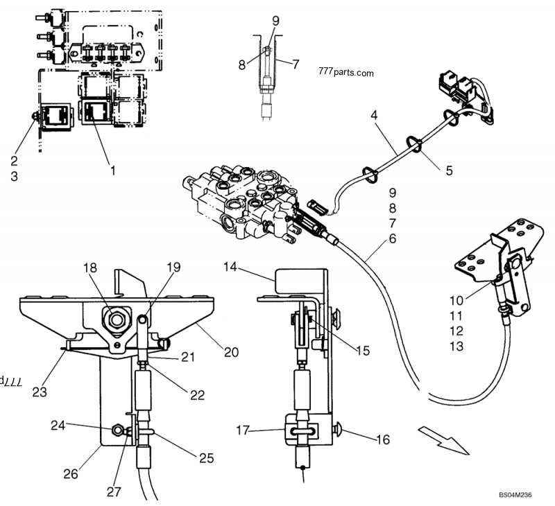Part diagram CONTROLS - AUXILIARY HYDRAULICS - COMPACT TRACK LOADERS Case 420CT (COMPACT TRACK LOADER - BSN N7M455401 (2/06-12/07)) | 777parts.com