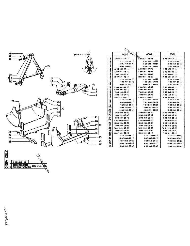Part diagram EARTHMOVING GRAB - CRAWLER EXCAVATORS Case 160CL (POCLAIN CRAWLER EXCAVATOR (S/N 8321 & AFTER) (5/76-12/82)) | 777parts.com
