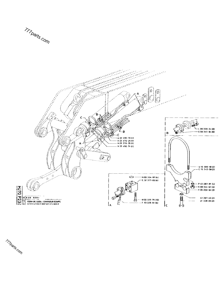 Part diagram FITTED LOADER BUCKET CYLINDER - CRAWLER EXCAVATORS Case 170 (POCLAIN CRAWLER EXCAVATOR (S/N 12341 TO 12492) (5/85-12/92)) | 777parts.com