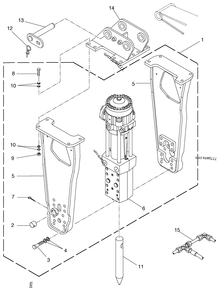 Part diagram HYDRAULIC ROCKBREAKER - VERSION : BRETEC CB1150 - CE ATTACHMENTS Case CB1150 (EXCAVATOR HYDRAULIC ROCKBREAKER (1/05-)) | 777parts.com