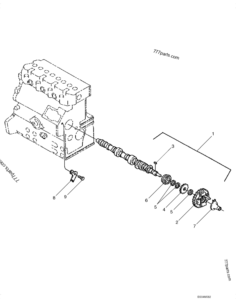 Part diagram CAMSHAFT - COMPACT TRACK LOADERS Case 420CT (COMPACT TRACK LOADER - BSN N7M455401 (2/06-12/07)) | 777parts.com