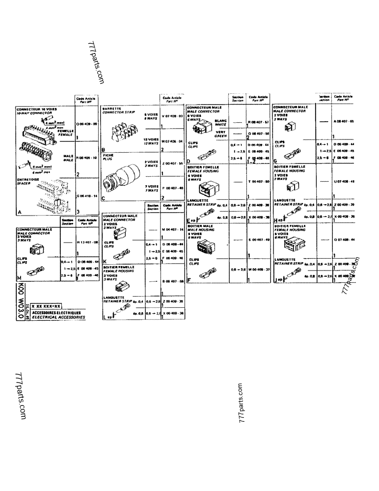 Part diagram ELECTRICAL ACCESSORIES - CRAWLER EXCAVATORS Case 170 (POCLAIN CRAWLER EXCAVATOR (S/N 12341 TO 12492) (5/85-12/92)) | 777parts.com