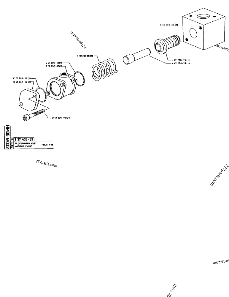Part diagram HYDRAULIC UNIT RB25 F18 - CRAWLER EXCAVATORS Case 170B (CASE CRAWLER EXCAVATOR (S/N 1501-) (S/N 12501-) (EUROPE) (2/87-12/89)) | 777parts.com