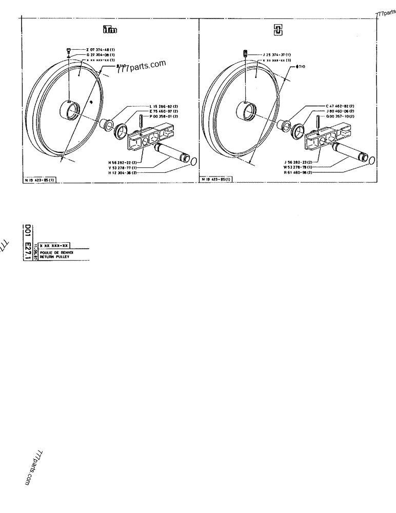 Part diagram RETURN PULLEY - CRAWLER EXCAVATORS Case 170B (CASE CRAWLER EXCAVATOR (S/N 1501-) (S/N 12501-) (EUROPE) (2/87-12/89)) | 777parts.com