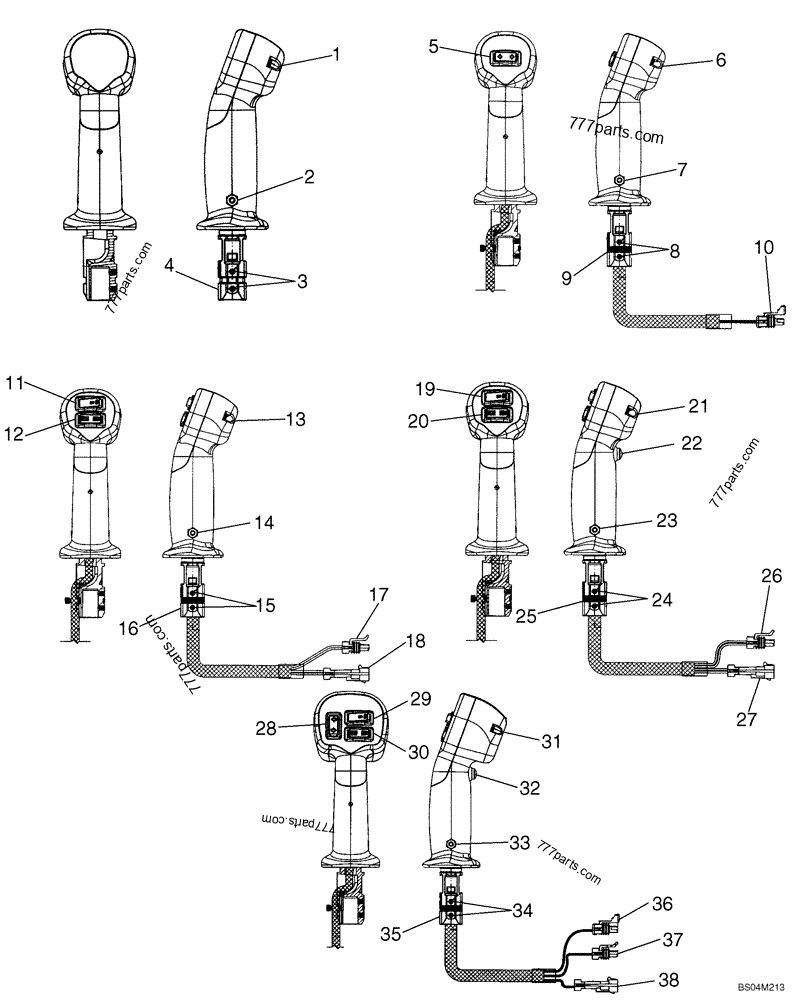 Part diagram CONTROLS, LEFT HAND - HANDLE; IF USED, SEE ADAPTER, REF 4 - COMPACT TRACK LOADERS Case 420CT (COMPACT TRACK LOADER - BSN N7M455401 (2/06-12/07)) | 777parts.com