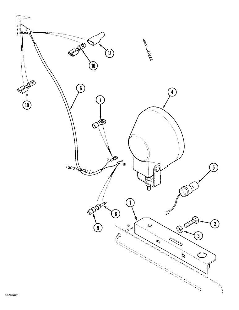 Part diagram CAB REAR LAMP, OPTIONAL - CRAWLER EXCAVATORS Case 170C (CASE CRAWLER EXCAVATOR (1/90-12/91)) | 777parts.com