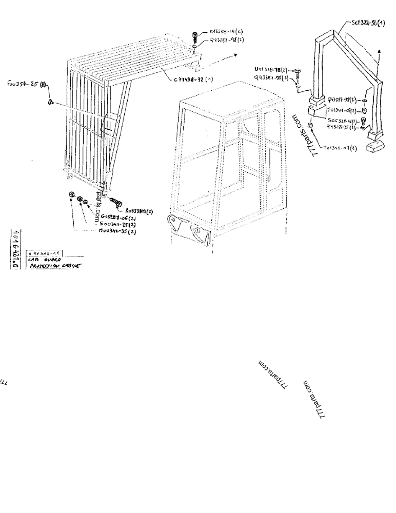 Part diagram CAB GUARD - CRAWLER EXCAVATORS Case 170B (POCLAIN EXCAVATOR - RAISED CAB AND CAB GUARD (1/85-12/89)) | 777parts.com