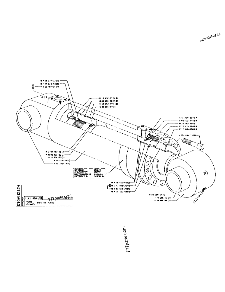 Part diagram CYLINDER 110 X 165 C1130 - CRAWLER EXCAVATORS Case 170 (POCLAIN CRAWLER EXCAVATOR (S/N 12341 TO 12492) (5/85-12/92)) | 777parts.com