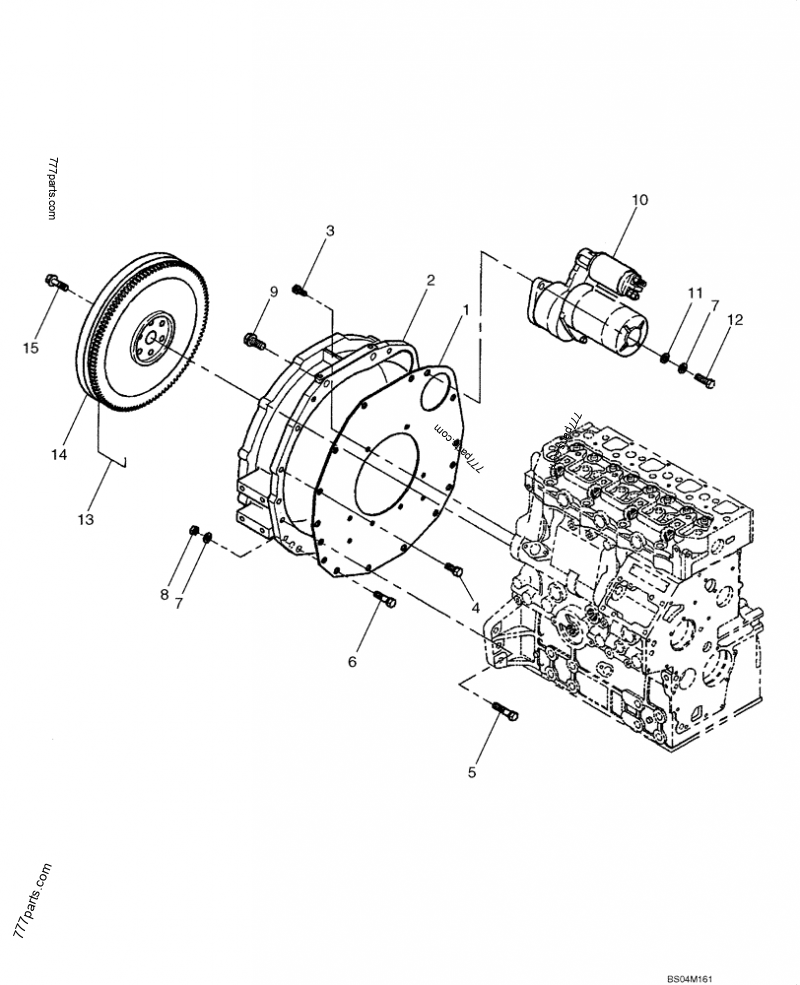 Part diagram FLYWHEEL, BELL HOUSING - COMPACT TRACK LOADERS Case 420CT (COMPACT TRACK LOADER - BSN N7M455401 (2/06-12/07)) | 777parts.com