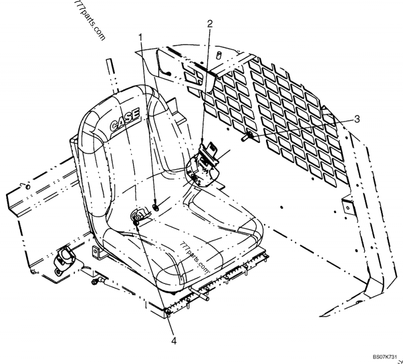 Part diagram SEAT BELT, LAP BELT (3 IN) - COMPACT TRACK LOADERS Case 420CT (COMPACT TRACK LOADER - SERIES 3, ASN N7M455401 (1/08-3/11)) | 777parts.com
