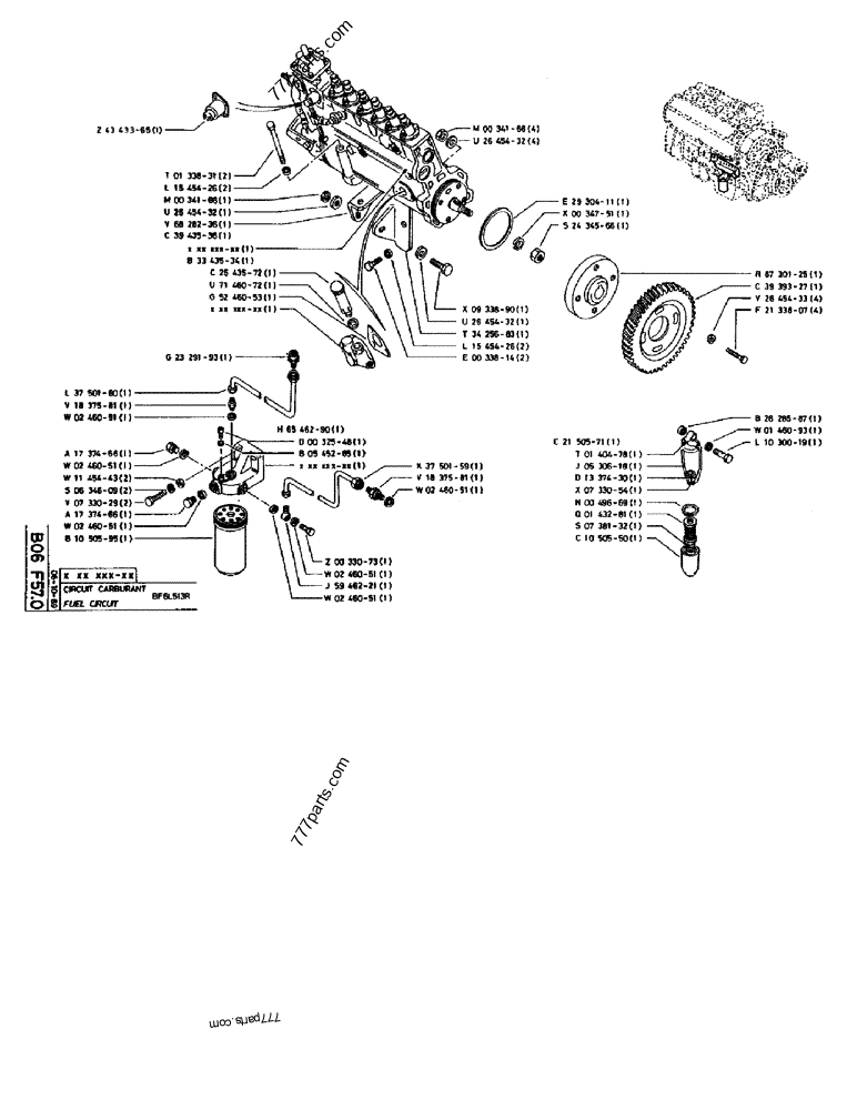 Part diagram FUEL CIRCUIT BF6L513R - CRAWLER EXCAVATORS Case 170B (CASE CRAWLER EXCAVATOR (S/N 1501-) (S/N 12501-) (EUROPE) (2/87-12/89)) | 777parts.com