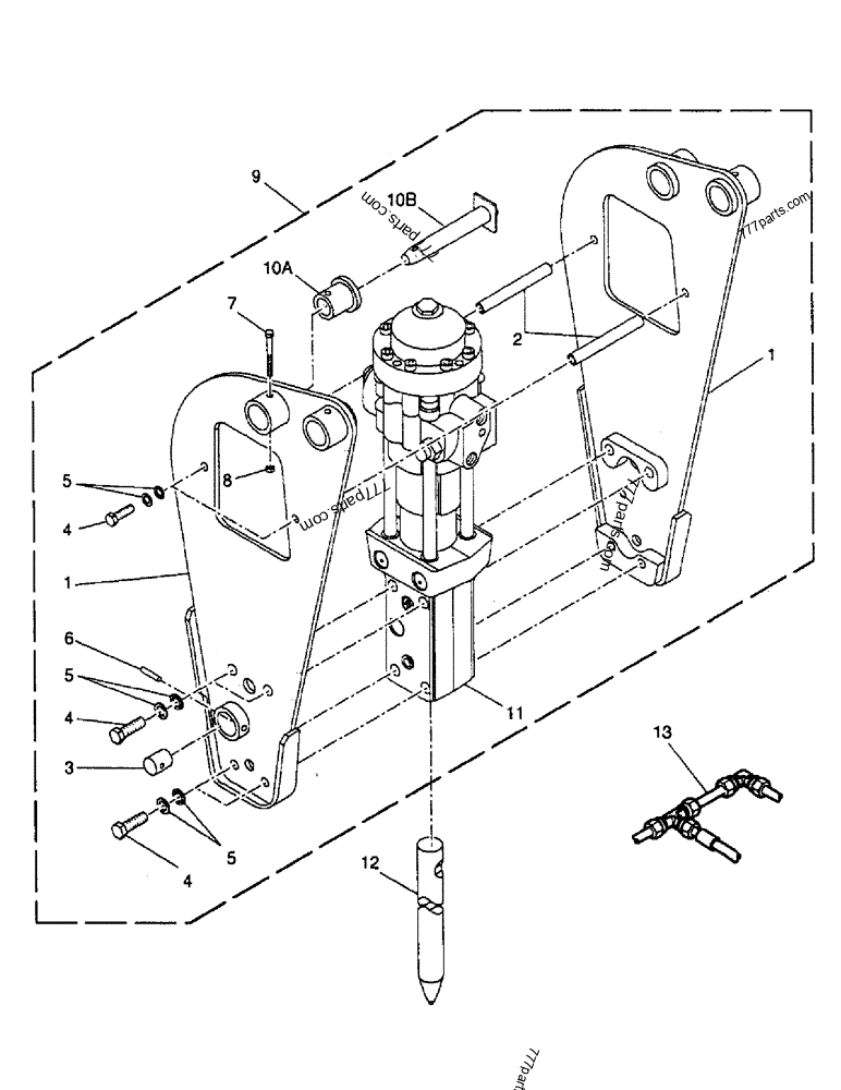 Part diagram HYDRAULIC ROCKBREAKER, KUBOTA DIPPERSTICK (CB140), 15 / 16, VERSION : BRETEC - CE ATTACHMENTS Case CB140 (BRETEC HYDRAULIC ROCKBREAKER (1/05-)) | 777parts.com
