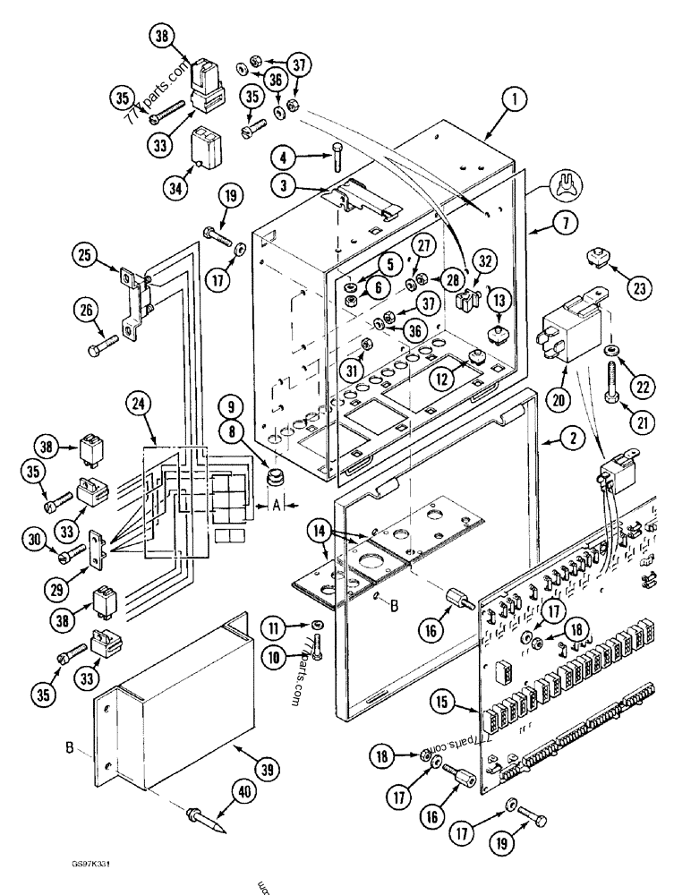 Part diagram ELECTRICAL BOX - CRAWLER EXCAVATORS Case 170C (CASE CRAWLER EXCAVATOR (1/90-12/91)) | 777parts.com