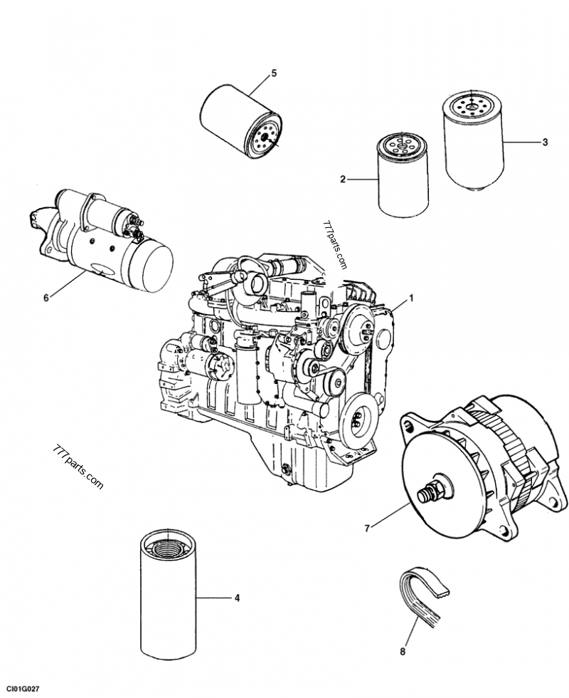 Part diagram ENGINE - DUMP TRUCKS Case 330 (ARTICULATED TRUCK (280HP - ZF210) (EUROPE) (4/03-12/03)) | 777parts.com